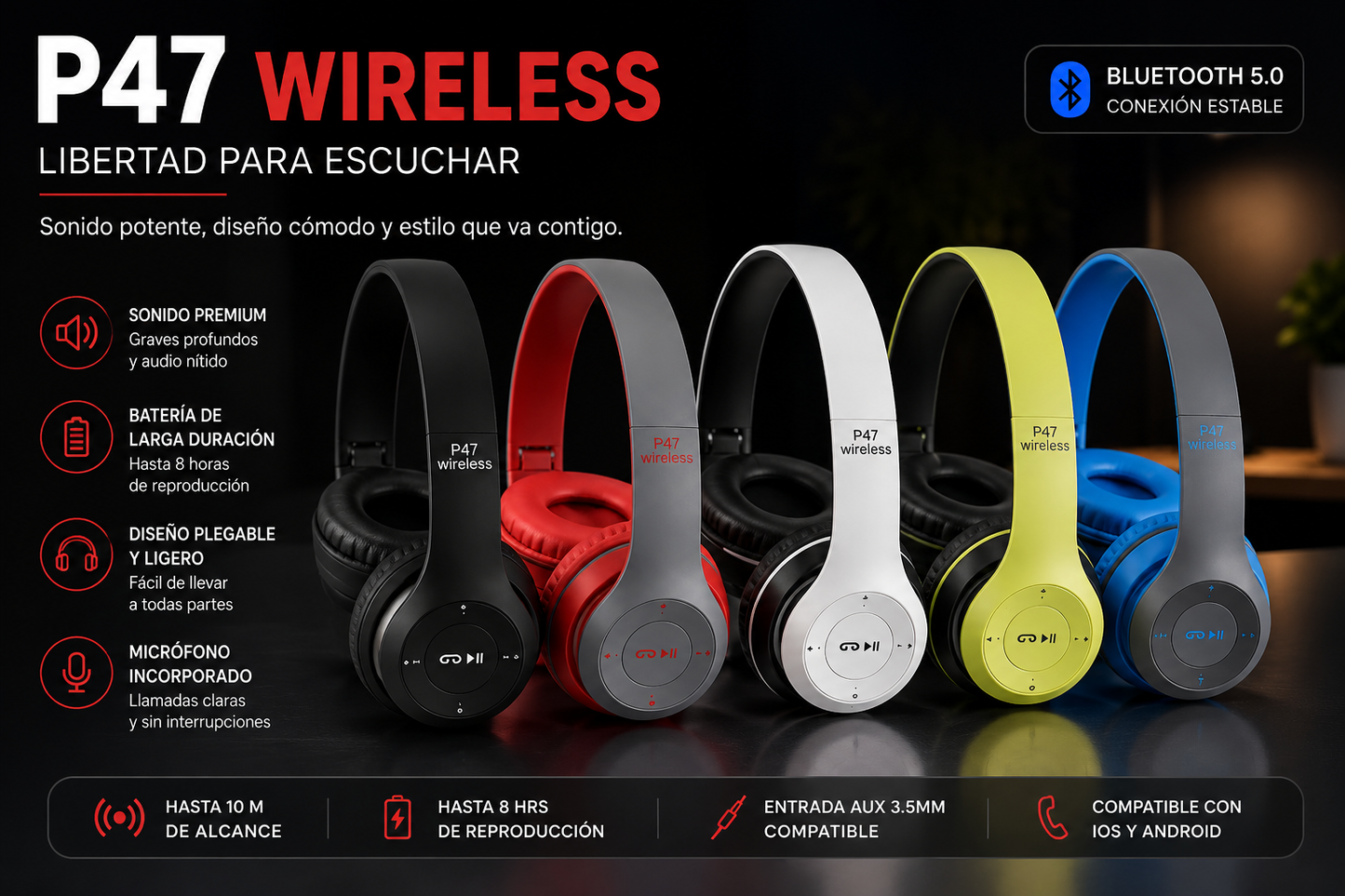 Audifonos Bluetooth Inalambricos P47