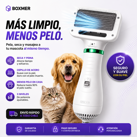 Cepillo Y Secador para Mascotas 2 En 1